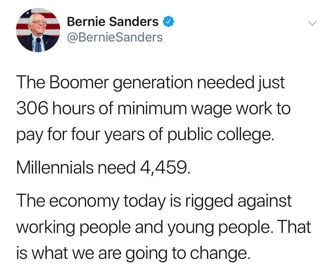 バーニー・サンダースさんのインスタグラム写真 - (バーニー・サンダースInstagram)「The economy today is rigged against working people and young people. That is what we are going to change.」4月25日 10時55分 - berniesanders