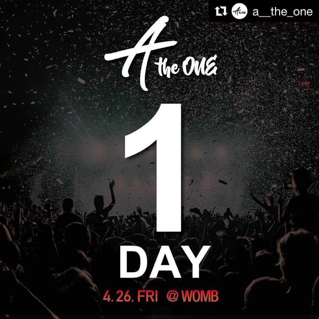 DJ ACEさんのインスタグラム写真 - (DJ ACEInstagram)「みんな遊びに来てネ🎉🍻 #Repost @a__the_one with @get_repost ・・・ T O M O R R O W ! 🎫ディスカウントクーポンはプロフィール下リンクにございます！ ﻿ Ａ ｔｈｅ ＯＮＥ﻿ ﻿ □ DATE﻿ 2019.4.26. Fri.﻿ ﻿ □ TIME﻿ 22:30~4:30﻿ ﻿ □ EVENT TITLE﻿ A the ONE ~ILLUZION x WOMB~﻿ ﻿ □ VENUE﻿ WOMB﻿ http://www.womb.co.jp/access/﻿ ﻿ ========﻿ DOOR / 当日 : ¥3,000﻿ ﻿ FLYER&MEMBER : ¥2,500 ﻿ ========﻿ ﻿ 【MAIN FLOOR】﻿ □ TITLE﻿ A the ONE﻿ ﻿ □ GENRE﻿ ELECTRONIC / BASS MUSIC ﻿/ HOUSE ﻿ ■ GUEST﻿ KRAIZ﻿ https://www.instagram.com/kraizdj/﻿ ﻿ ■ RESIDENT﻿ ACE1﻿ https://www.instagram.com/ace1djace/﻿ ﻿ ■ SHOT LIVE﻿ Cz Tiger﻿ https://www.instagram.com/cztiger/﻿ ﻿ ■ LINE UP﻿ OGaMixxX﻿ Takahiro Yoshihira﻿ Mel﻿ and more…﻿ ﻿ ﻿ 【VIP LOUNGE】﻿ □ TITLE﻿ MONOPOLE RECORDS with Friends﻿ ﻿ □ GENRE﻿ HOUSE﻿ ﻿ ■ LINE UP﻿ SHIBUCHIN a.k.a SBC,﻿ MAYUMI﻿ SOUKI ﻿ Yoshy Wizer﻿ EIGHT﻿ CHI☆MERO﻿ Nameless a.k.a NL﻿ TAKUMA﻿ wakanyan﻿ ﻿ ﻿ 【WOMB LOUNGE】﻿ □ TITLE﻿ SEXY NIGHT﻿ ﻿ □ GENRE﻿ PSY-TRANCE / EDM / ALL MIX﻿ ﻿ ■ LINE UP﻿ DJ 団長﻿ AYUMUN﻿ MOTO﻿ SHIMEGI﻿ SHOUTA﻿ KAZUYA﻿ PENA﻿ KING﻿ みぃたそ﻿ 藤本美咲﻿ 堀口瑞季﻿ ひかるん﻿ . . #wombtokyo」4月25日 11時30分 - ace1djace