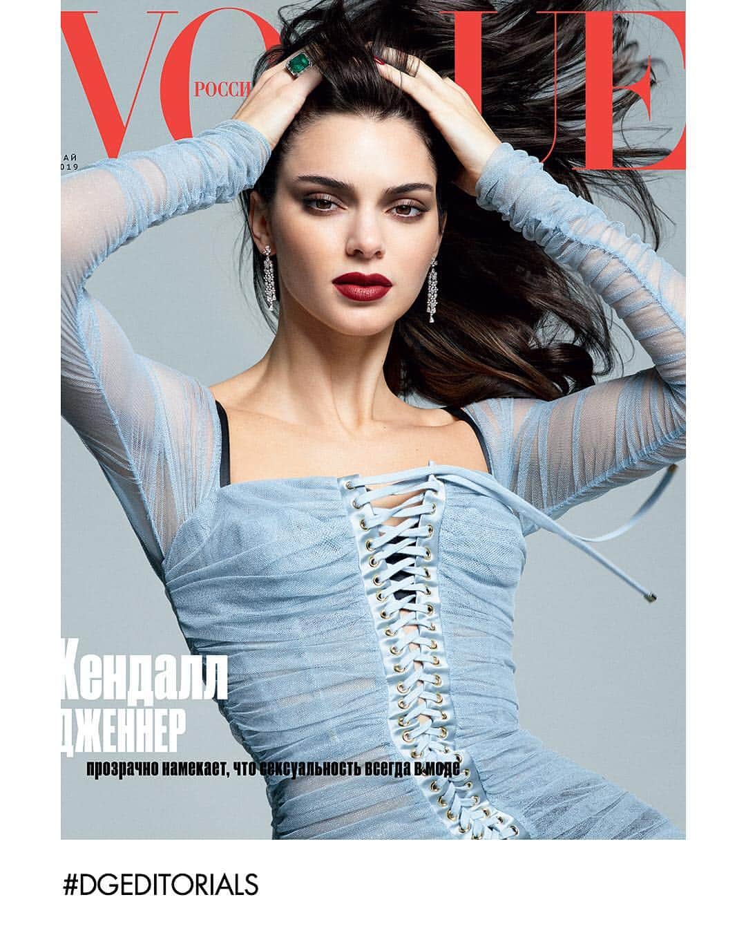 のインスタグラム：「Kendall Jenner wears Dolce&Gabbana on the cover of @voguerussia  Picture by @luigiandiango  Styling by @patrickmackieinsta  #DGWomen #DolceGabbana」