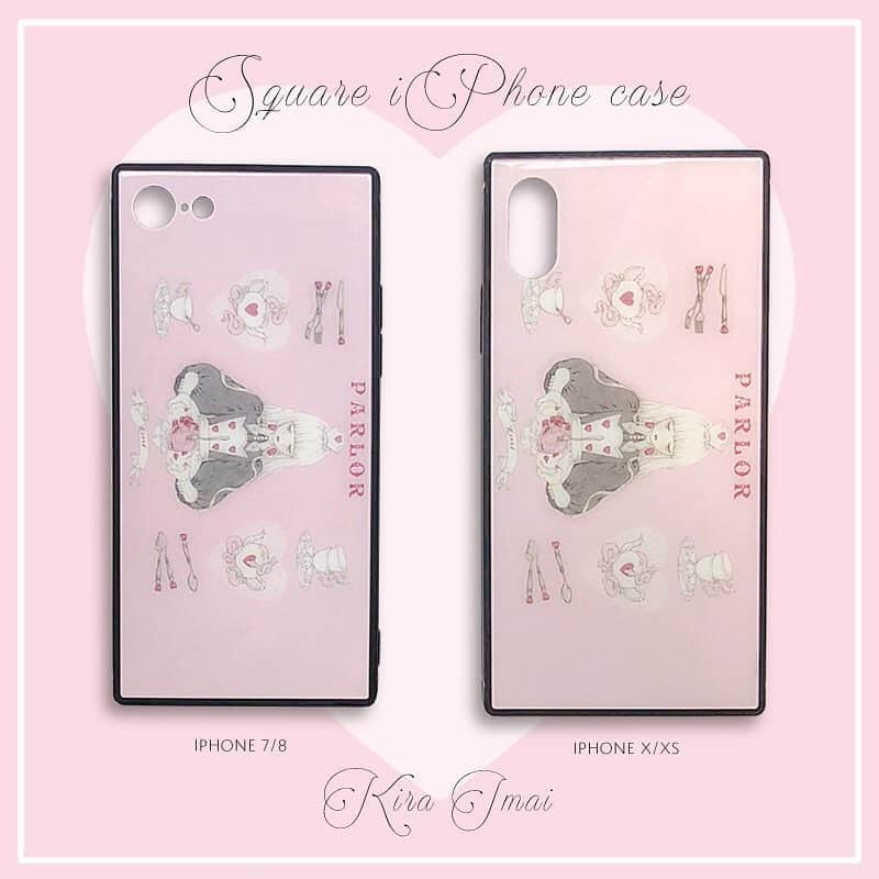 今井キラのインスタグラム：「New❤️﻿ スクエアiPhoneケース﻿ Heart PARLOR﻿ ﻿ 背面が強化ガラス製のiPhoneケース、ストラップホール付き。﻿ ﻿ 同じ絵柄で複製画・ポストカード・ポスター・クリアファイルも展開します🥄﻿ ﻿ 5/11-5/12 #weekendparlor」