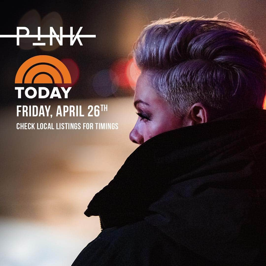 P!nk（ピンク）さんのインスタグラム写真 - (P!nk（ピンク）Instagram)「☕Catch me bright and early on @thetodayshow tomorrow morning talking about #Hurts2BHuman on release day!」4月25日 21時31分 - pink