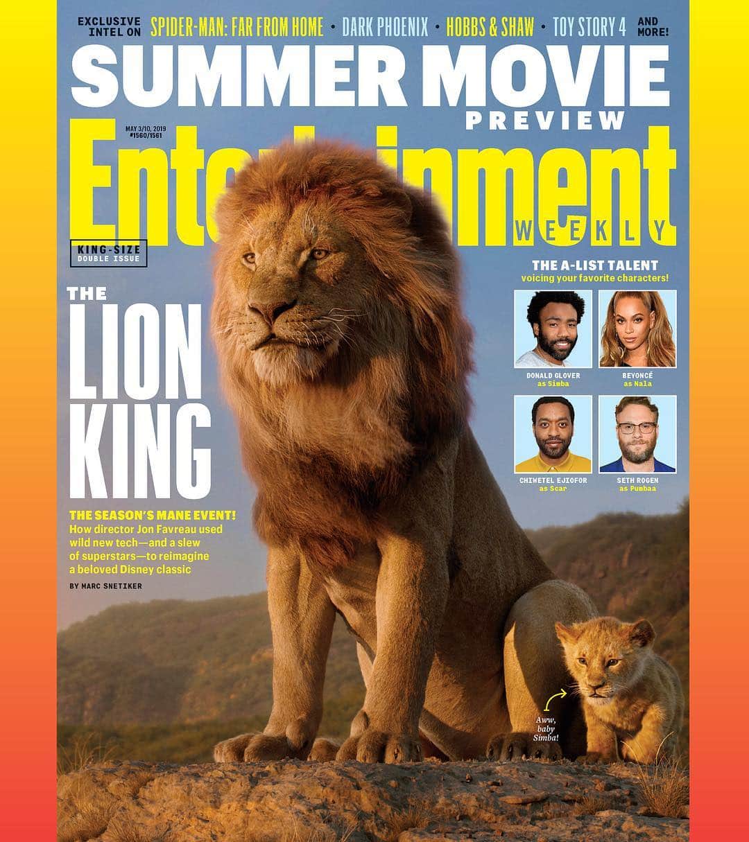 Disneyさんのインスタグラム写真 - (DisneyInstagram)「Check out the exclusive first look at The @lionking on the cover of the newest issue of Entertainment Weekly! #TheLionKing」4月25日 22時07分 - disney
