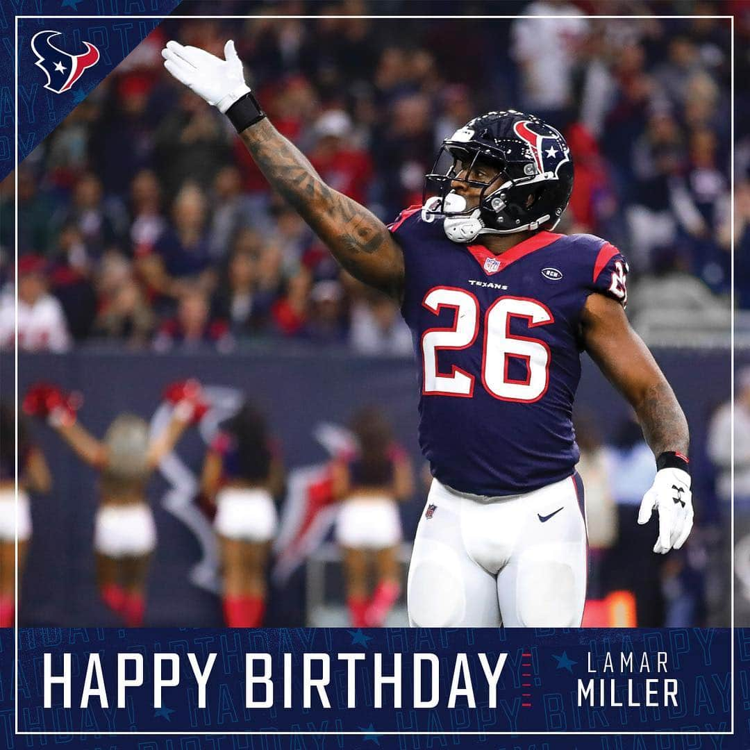 ヒューストン・テキサンズさんのインスタグラム写真 - (ヒューストン・テキサンズInstagram)「Tap twice to help us wish @millertime26_ a happy birthday! 🎉🎈」4月25日 22時31分 - houstontexans