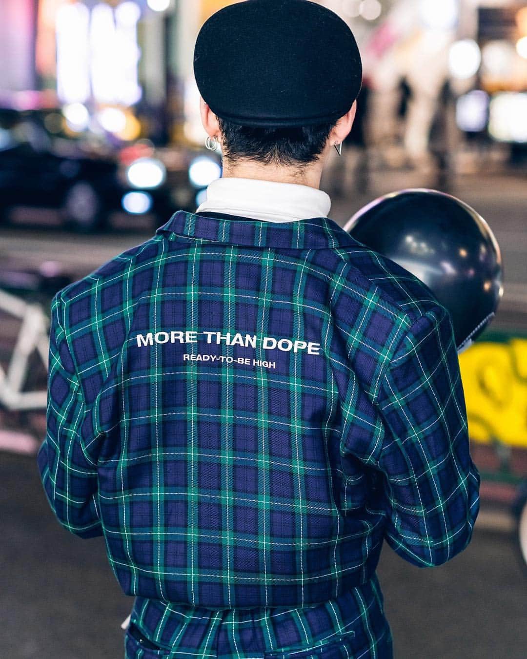 Harajuku Japanさんのインスタグラム写真 - (Harajuku JapanInstagram)「19-year-old Japanese male model Kouki (@bun._._.bun) on the street in Harajuku wearing a plaid More Than Dope suit with layered shirts from Never Mind The XU, a Hermes belt, Gucci necklace, Sexy Dynamite hat, and Morph8ne balloon.」4月25日 23時06分 - tokyofashion