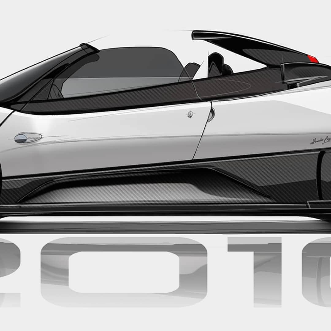 パガーニ・アウトモビリのインスタグラム：「The Zonda Cinque Roadster combines the class and elegance of the Zonda F with the brutality and performance of the Zonda R.  Harry Metcalfe once said: "It's a goal-oriented car, you can tell right away: with that mix of naked carbon fibre, bright white and hot flaming red, with the icing on the cake of that extraordinary snorkel air intake, it looks like a praying mantis who is pointing his next victim." #zondatribute #zonda20 #zonda20anniversary #pagani #zonda #zondacinqueroadster #zondacollection」