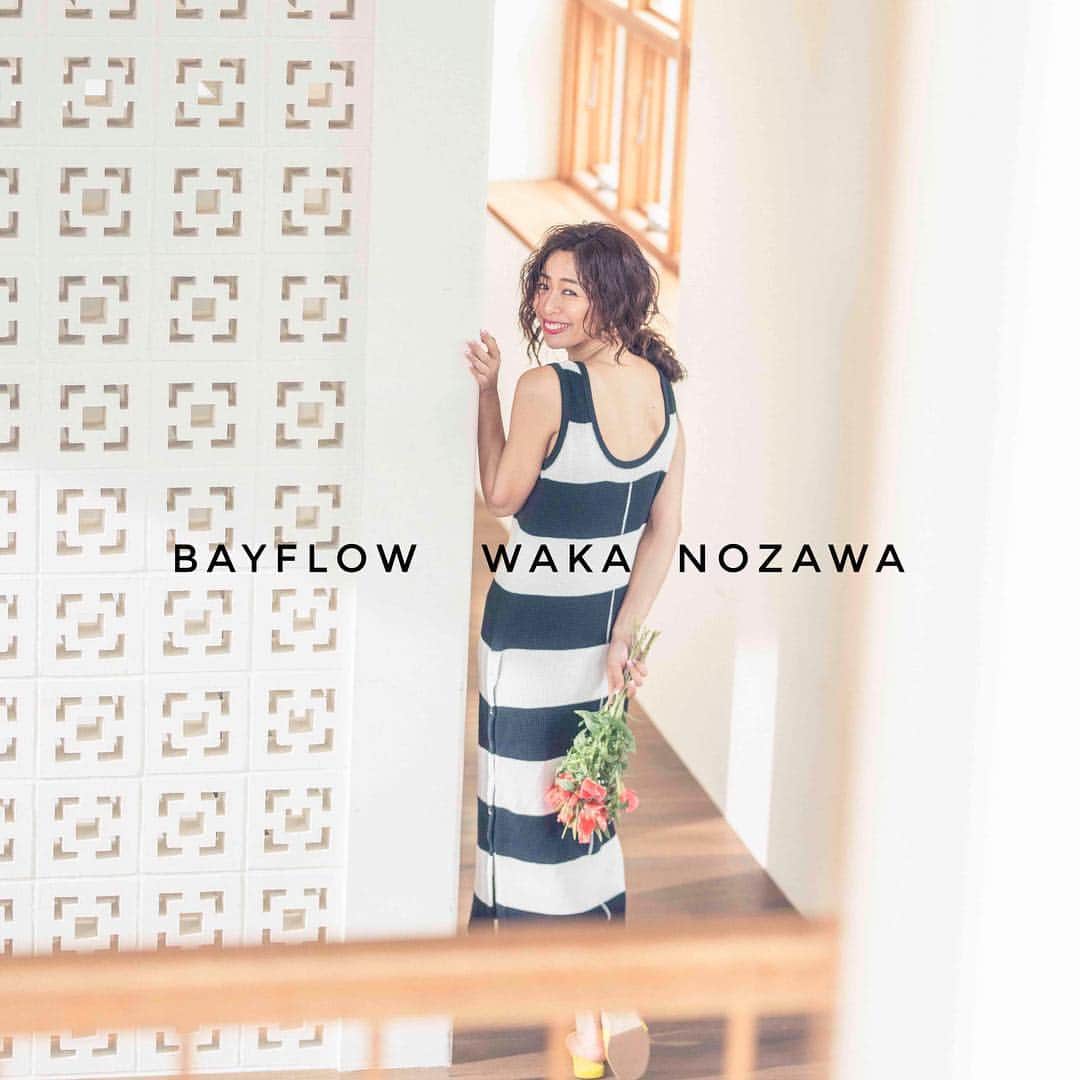 のインスタグラム：「そして💗ワッフルワンピースも本日26日！全国の @bayflow_inc shop&webで同時発売！  新色のボーダー💗は自信作！  #デイリーに着れるドレス #サラサラ気持ちのいいワッフル生地  #カジュアルだけど後ろ姿が女っぽい 💋 #サイドにスナップがあり重ね着もできるデザインになりました ♡  @bayflow_inc × @wakanozawa」