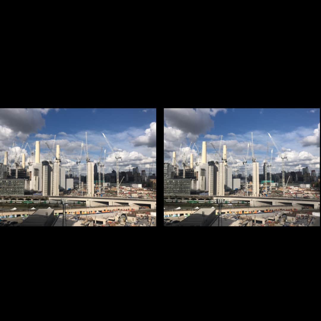 ブライアン・メイさんのインスタグラム写真 - (ブライアン・メイInstagram)「And yes - I did take a hyper stereo of this view of (apparently) the biggest building site in Europe. Trouble is .. it kinda had to be landscape format, and that doesn’t sit well in OWL territory - and even less well in Instagram Land. So this landscape stereo view comes out very small here. If you wanna see it better, you can SCREEN SHOT it, trim it, and view it with the phone turned sideways, or just zoom in if you’re viewing on a laptop .... OR ... swipe on your phone screen to see a cropped version which works better on IG.  If you view stereos cross-eyed, keep swiping to versions 3 and 4. Or you could just say “Screw it – I’m moving on!” Actually it’s too painful for me contrasting this scene with the world of our little foxes. Is the world that we are building becomes more like this concrete nightmare, what room is there in it for the wild animals with whom we used to share our lives? Bri」4月26日 11時28分 - brianmayforreal