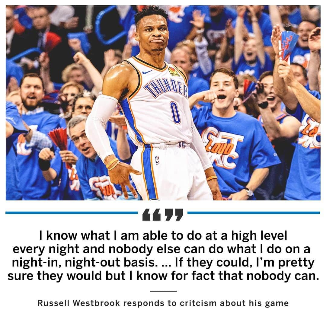 スポーツセンターさんのインスタグラム写真 - (スポーツセンターInstagram)「Westbrook doesn't care about the criticism 🤫」4月26日 7時52分 - sportscenter