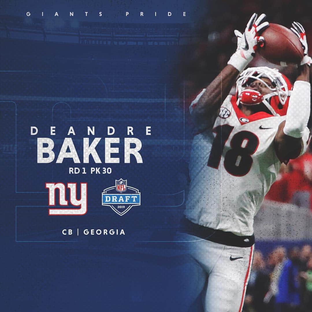 New York Giantsさんのインスタグラム写真 - (New York GiantsInstagram)「Big Blue trades back into the first round and selects Deandre Baker at No. 30‼️」4月26日 12時56分 - nygiants