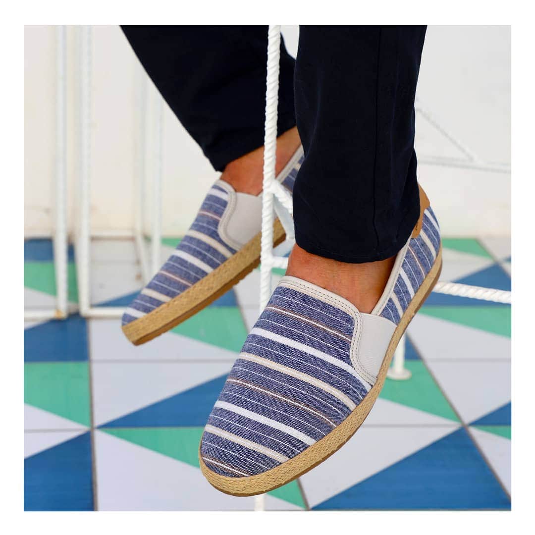 のインスタグラム：「STRIPED ESPADRILLE STYLE: Our Copacabana slip on lets you slip-into laid-back and stylish #espadrilles for lazy and hazy summer days.  Add a #pop of colourful style to a casual #summer look!」