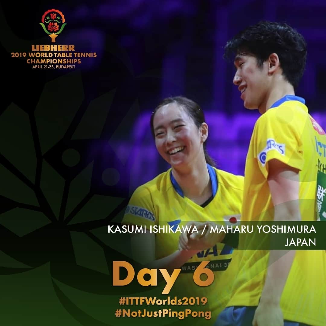 ITTF Worldさんのインスタグラム写真 - (ITTF WorldInstagram)「Can Kasumi Ishikawa 🇯🇵 & Maharu Yoshimura 🇯🇵 defend their Mixed Doubles Gold at the #ITTFWorlds2019 in Budapest?? ⠀⠀⠀⠀⠀⠀⠀⠀⠀ Find out from their final encounter with Xu Xin 🇨🇳 & Liu Shiwen 🇨🇳 today!! ⠀⠀⠀⠀⠀⠀⠀⠀⠀ #Day6 #NotJustPingPong」4月26日 17時00分 - wtt