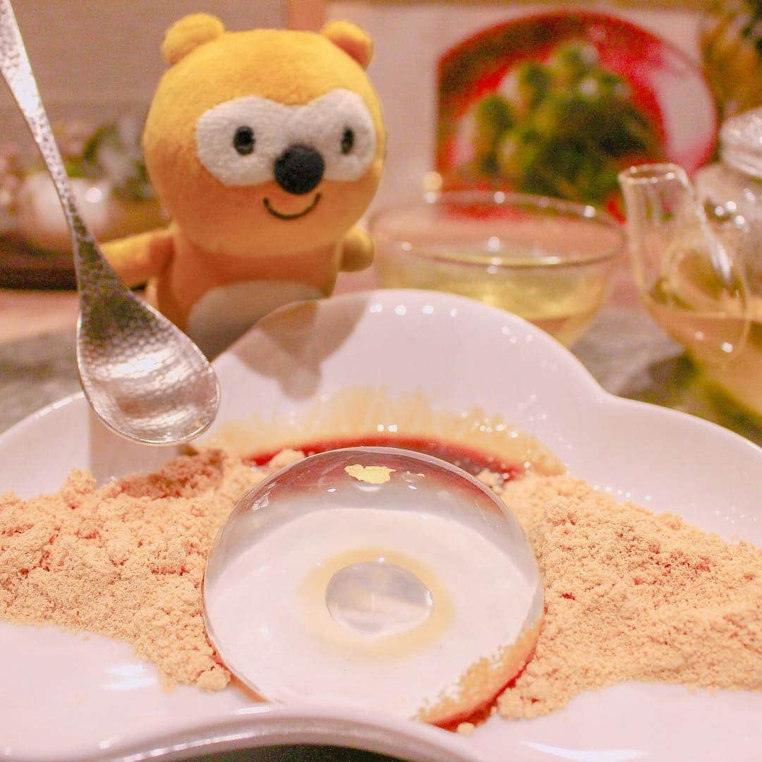 ポンタのインスタグラム：「. . ぷるぷる~ 天使の涙っていう水まんじゅうを食べたよ💕 美味しいもの食べてるときが幸せだ～😋❣️ . . 明日からお休みの人が多いみたいだね! みんなどこか行くのかな？ ぼくは家族で旅行に行く予定だよ✈️✨ . . もう４月も終わりだね！ 平成、ありがとうございました☺ . . . #ponta #ポンタ #ポンスタグラマー #ポンタのインスタグラマーへの道 #ポンスタグラム #味甘CLUB #甘味処 #水まんじゅう #天使の涙 #和スイーツ #表参道 #裏参道ガーデン #撮りポン #ぬい撮り #ちょっこりさん #スイーツ男子 #カフェ巡り #カフェ部 #インスタ映え #写真好きな人と繋がりたい #instafood #foodstagram #omotesando」