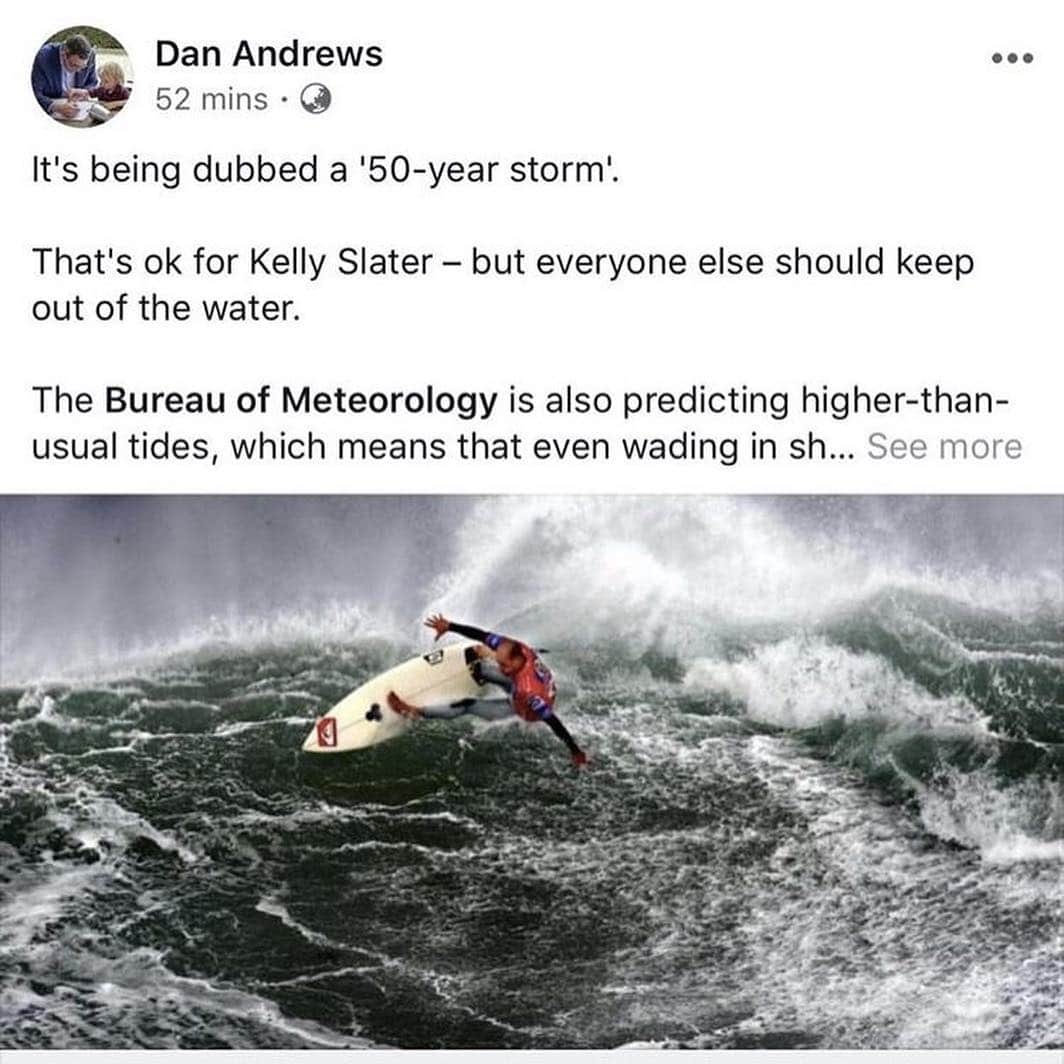 ケリー・スレーターのインスタグラム：「Some inspiration going into #TheMorningOfTheFinals at #RipCurlProBellsBeach tomorrow. Thanks for all the support. Good luck to everyone still going. Gonna have to step it up to match the levels guys are laying down but let’s hope for some great waves and conditions overnight. Hope you all get a chance to tune in live at WorldSurfLeague.com or on @wsl app. This is somewhere around my 25th or 26th year competing here. I think I may have only missed one or two years since 1992. Happy to be joining this list of names on finals day. 🤙🏽✌🏽👊🏽🏄🏾🔪」