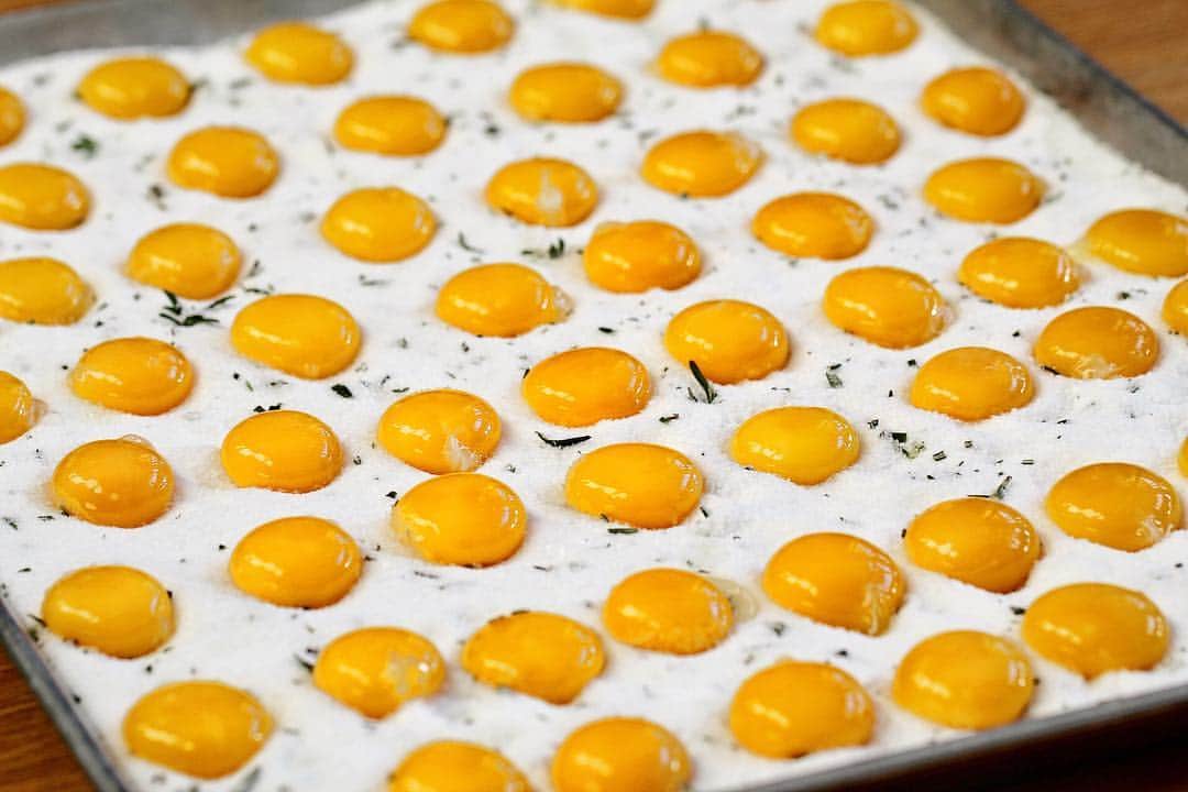 DOMINIQUE ANSEL BAKERYさんのインスタグラム写真 - (DOMINIQUE ANSEL BAKERYInstagram)「Slow-curing egg yolks with salt, rosemary, basil, and a bit of sugar for 7 days, until they become translucent and almost buttery like a parmesan cheese. Then it’s grated over our new Capicola Ragu, with handmade pappardelle, spicy capicola ragu sauce, and pecorino. @189bydominiqueansel @anthony_nicolas_stagnaro #dinner @thegrovela」4月27日 5時48分 - dominiqueansel