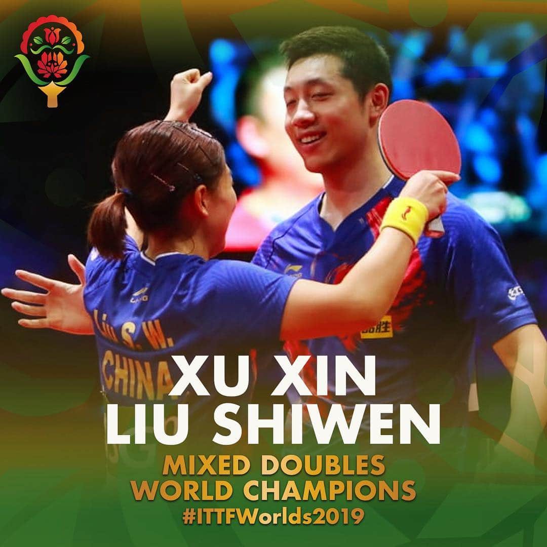 ITTF Worldさんのインスタグラム写真 - (ITTF WorldInstagram)「👏👏👏 #Congratulations to Mixed Doubles WORLD CHAMPIONS!!!!! 🌏🏆 Liu Shiwen & Xu Xin 🇨🇳 WHAT a performance 🙌🙌🙌 #ITTFWorlds2019 #NotJustPingPong」4月26日 22時03分 - wtt