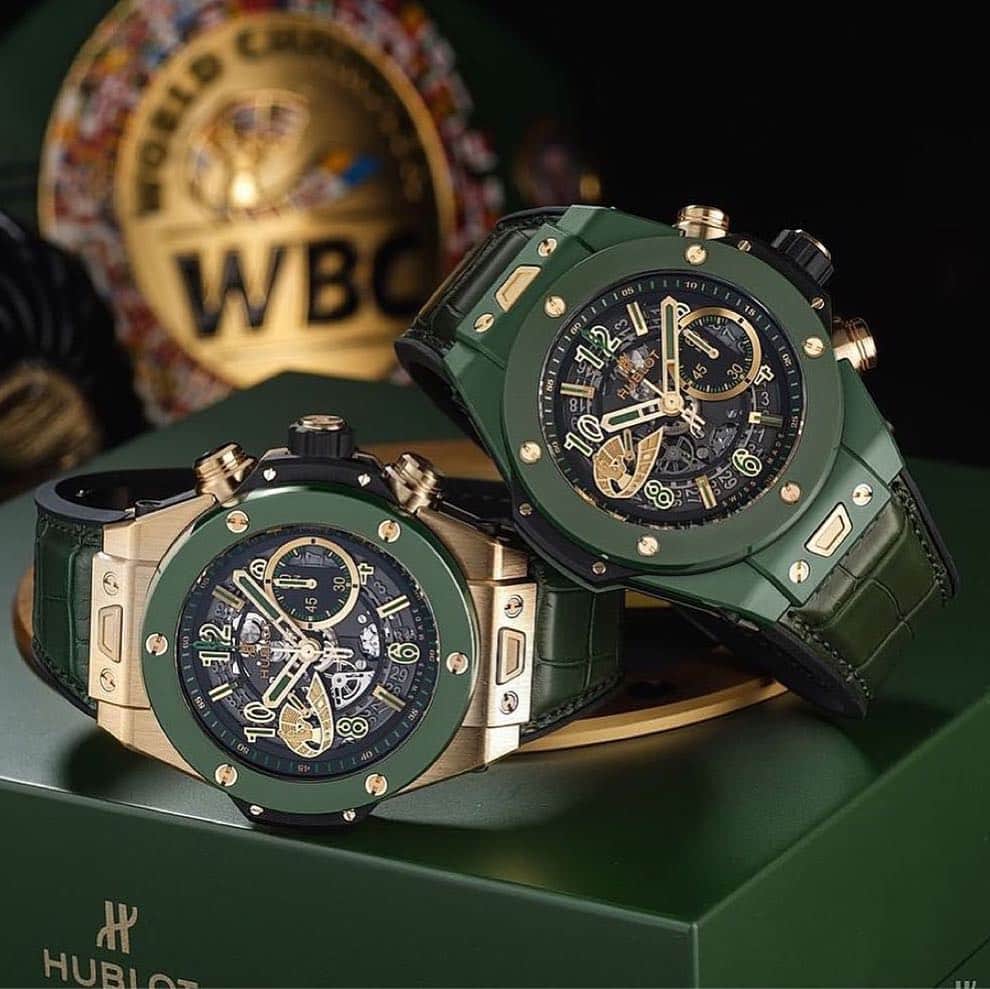 Black Jaguar-White Tiger さんのインスタグラム写真 - (Black Jaguar-White Tiger Instagram)「This round is on you 🥊 New @hublot Big Bang Unico WBC in Yellow Gold and Green Ceramic, part of the featured items at the upcoming @Hublot & @wbcboxing Night of Champions Gala Dinner and Auction in #LasVegas on May 3rd, 2019! Link in bio for tickets, bidding or to donate to a wonderful cause -  The WBC Jose Sulaiman Boxer’s Fund, founded by the WBCC in partnership with Hublot in 2012. All proceeds raised will go towards helping boxers who struggle with medical or financial difficulty after they retire. @hautetime  #HublotLovesBoxing #wbc #wbcboxing #hublot #hautetime #hauteliving #hublot @hautetime」4月26日 23時42分 - blackjaguarwhitetiger