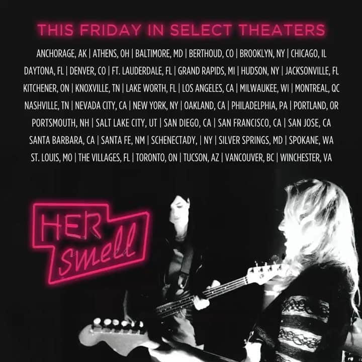 カーラ・デルヴィーニュのインスタグラム：「@hersmellmovie in selected theaters 🔥🔥🔥 @alexrossperry」