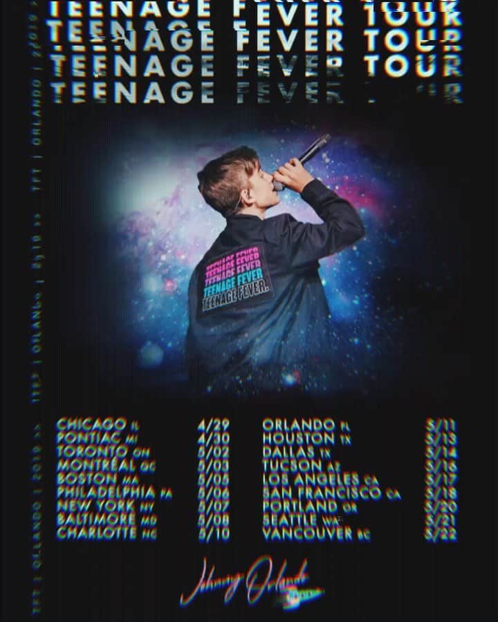 ジョニー・オーランドのインスタグラム：「the north american leg of the #TeenageFeverTour kicks off on monday. if we’re coming to your city we better see you there🤷🏼‍♂️ @haydensummerall @youlovegus」