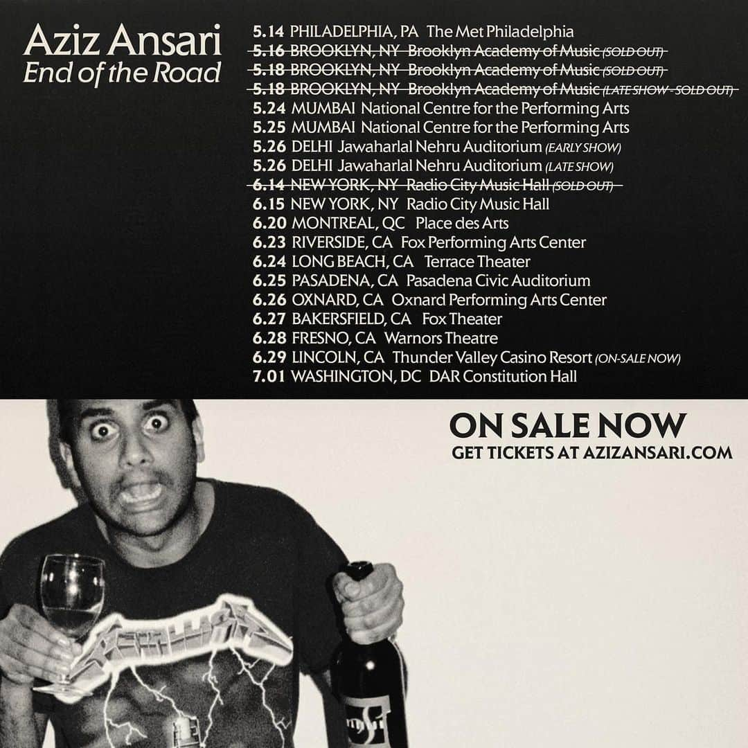 アジズ・アンサリさんのインスタグラム写真 - (アジズ・アンサリInstagram)「Road to Nowhere. NY, DC, PHL, MTL, Cali, India, and more: Tickets on sale now at AzizAnsari.com」4月27日 2時20分 - azizansari