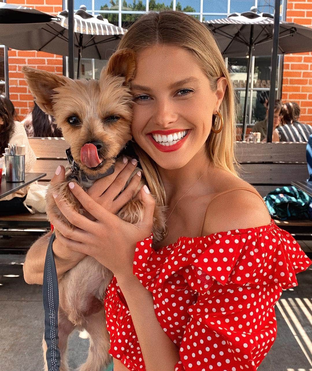 ナタリー・ジェーン・ローザーのインスタグラム：「This is Kipling. He has a soft spot for Australians and he is named after a potato.... I love him! ❤️🥔」