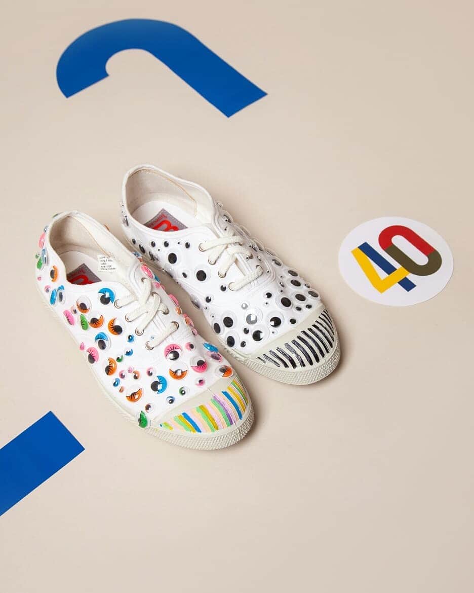 ベンシモンのインスタグラム：「- Les tennis créatures -  Bensimon by Lilou, 9 ans, talentueuse fille de Florence @jauraispumappelermarcel  Des chaussures créatures qui surveillent ce que vous faites grâce à leurs multiples yeux... 🇬🇧 Some creatures shoes who watch everything you do with their multiple eyes... #bensimon40 #bensimonanniversary」