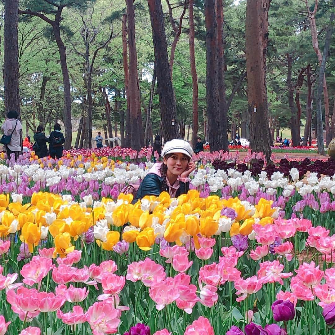 山本愛子さんのインスタグラム写真 - (山本愛子Instagram)「チューリップで、「すしざんまいごっこ」すな〜( *´꒳`*)੭⁾⁾笑  いろんな種類のチューリップがあってどれも綺麗でした♡  チューリップに囲まれるあやかちゃんの少女感がすごい…♡ #チューリップ #ひたち海浜公園」4月27日 19時52分 - aikoyade1219