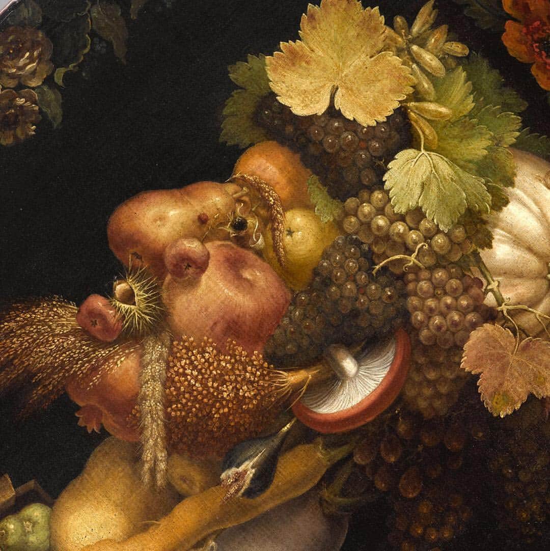 ルーブル美術館さんのインスタグラム写真 - (ルーブル美術館Instagram)「. ➡️ Composition originale par @mr.bacchus - 🇫🇷 Giuseppe Arcimboldo, portraitiste italien, a peint cette célèbre série des Saisons en 1573. Chacune des saisons est représentée par un assemblage de fruits, de légumes ou de fleurs caractéristiques de chaque période de l’année : ici l’Automne porte une couronne de raisin. 🍇 - 🌎 Giuseppe Arcimboldo, italian portraitist, painted this famous Seasons serie in 1573. Each season is represented by a blend of fruits, vegetables or flowers specific to each period of the year: here Automn wears crown of grapes. 🍇 - 📌 Giuseppe Arcimboldo, L’Automne, 1573, (détail). - 📷 © RMN - Grand Palais (Musée du Louvre)  Franck Raux . . . #louvre #louvremuseum #museedulouvre #mrbacchus #arcimboldo」4月27日 20時44分 - museelouvre