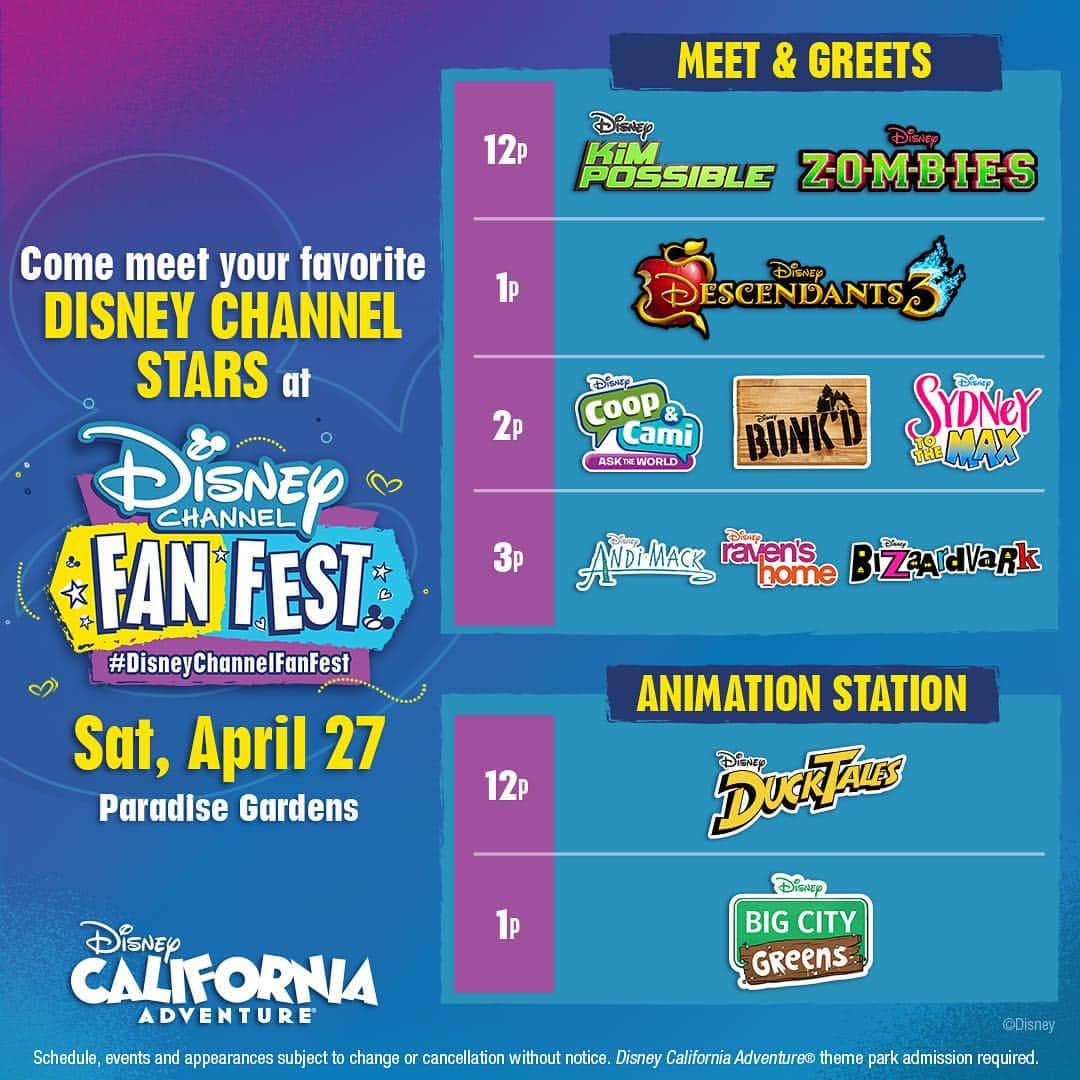 Disney Channelさんのインスタグラム写真 - (Disney ChannelInstagram)「Here are the schedules for all of the #DisneyChannelFanFest events, sessions, and meet & greets happening today!」4月27日 22時38分 - disneychannel