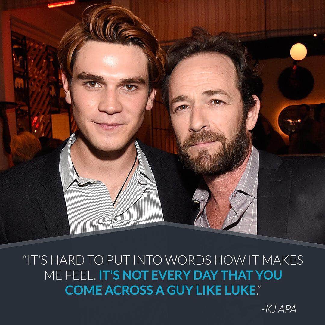 E! Onlineさんのインスタグラム写真 - (E! OnlineInstagram)「KJ Apa is opening up about the father-son relationship he had off-screen with his late #Riverdale dad, Luke Perry. Link in bio to watch the emotional conversation that (WARNING) will make you cry. 😭(📷: Getty Images)」4月28日 9時00分 - enews