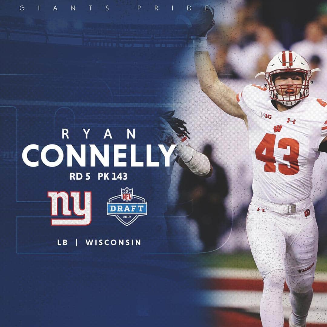 New York Giantsさんのインスタグラム写真 - (New York GiantsInstagram)「Welcome to the squad, Ryan Connelly! #GiantsDraft」4月28日 3時05分 - nygiants
