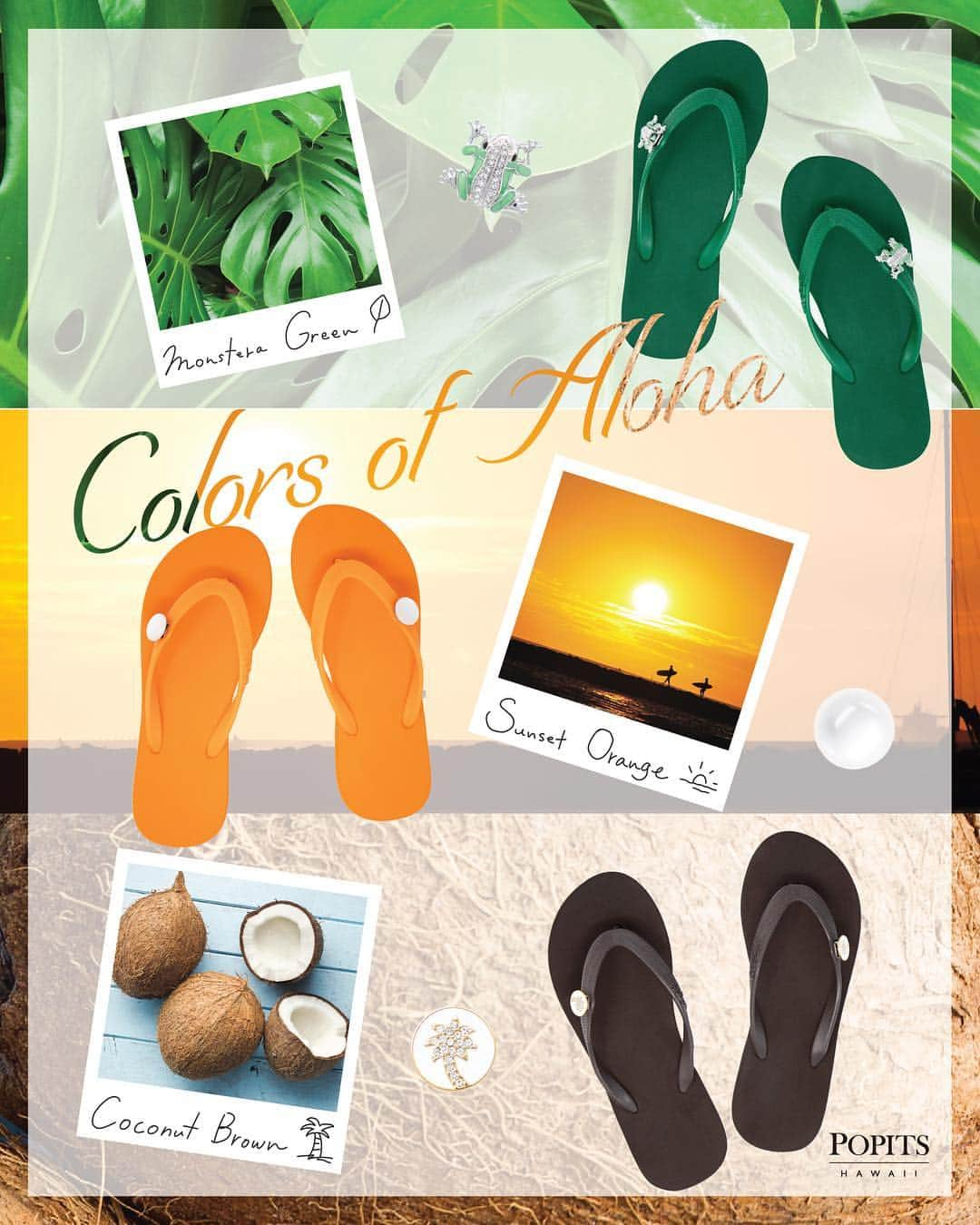 Popits Hawaiiさんのインスタグラム写真 - (Popits HawaiiInstagram)「Find your island color and decorate your feet in sandals made for all day everyday comfort. All orders must be placed between April 27th, 2019 and May 6th, 2019 to receive a 50% off on Domestic & International shipping. Online only at www.popitshawaii.com.⁣ ⁣ 5月6日 23時59分（ハワイ時間）までにオンラインでご購入頂くとアメリカ国内と日本への送料が半額になります。自分のアイランドカラーを見つけよう🌺⁣ ⁣ ⁣ #popitshawaii #ポピッツ #sandals #charms #alohastate #luckywelivehawaii #waikiki #footwear #thong #happyfeet #flipflops #slippers #ハワイ #ハワイ旅行 #ハワイ好き #ハワイ大好き #ハワイ好きな人と繋がりたい #ビーチサンダル #フラ #フラダンス #占い #islandcolor」4月28日 4時08分 - popitshawaii