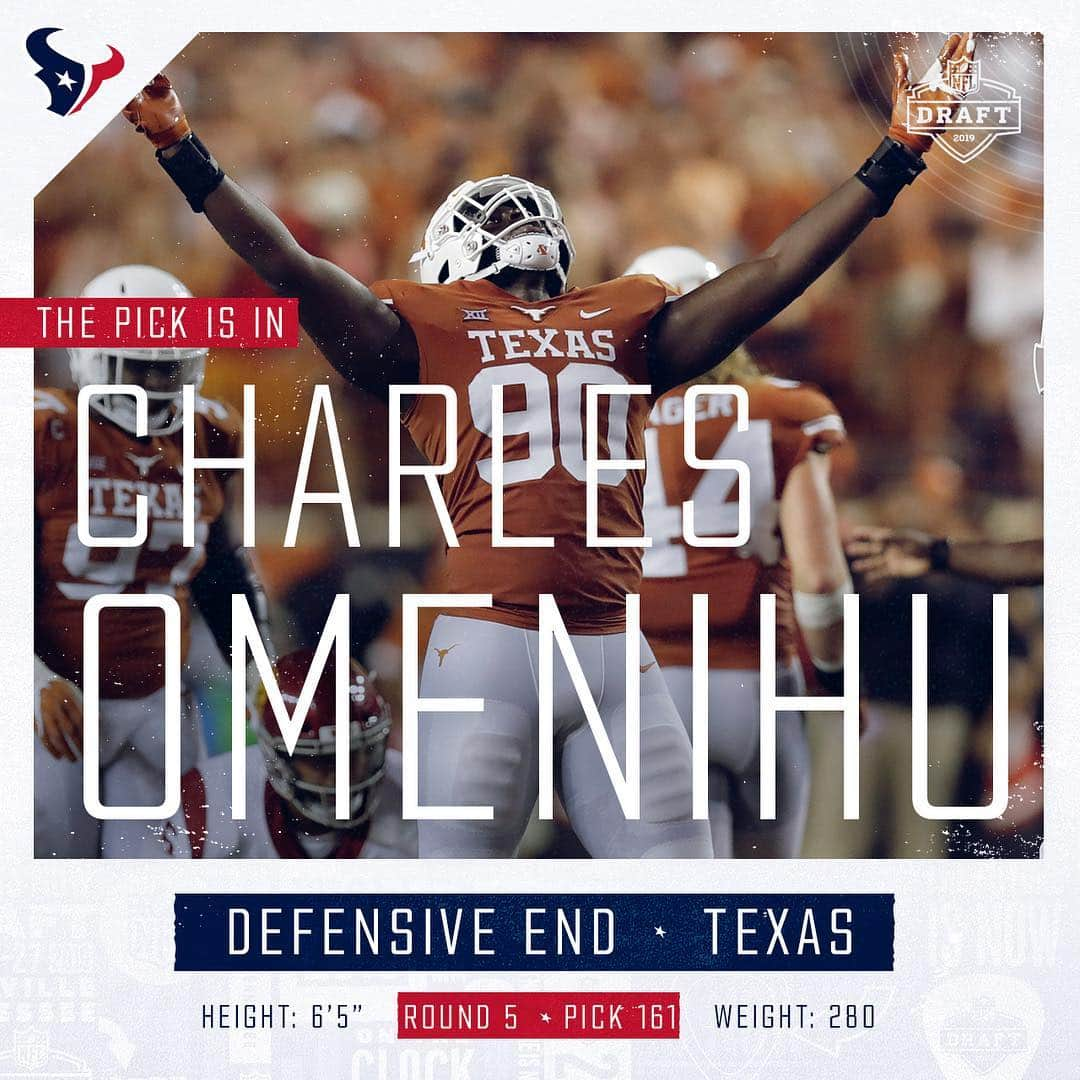 ヒューストン・テキサンズさんのインスタグラム写真 - (ヒューストン・テキサンズInstagram)「With the 161st pick in the 2019 #NFLDraft, the #Texans select Texas DE Charles Omenihu. #TexansDraft #WeAreTexans」4月28日 4時09分 - houstontexans