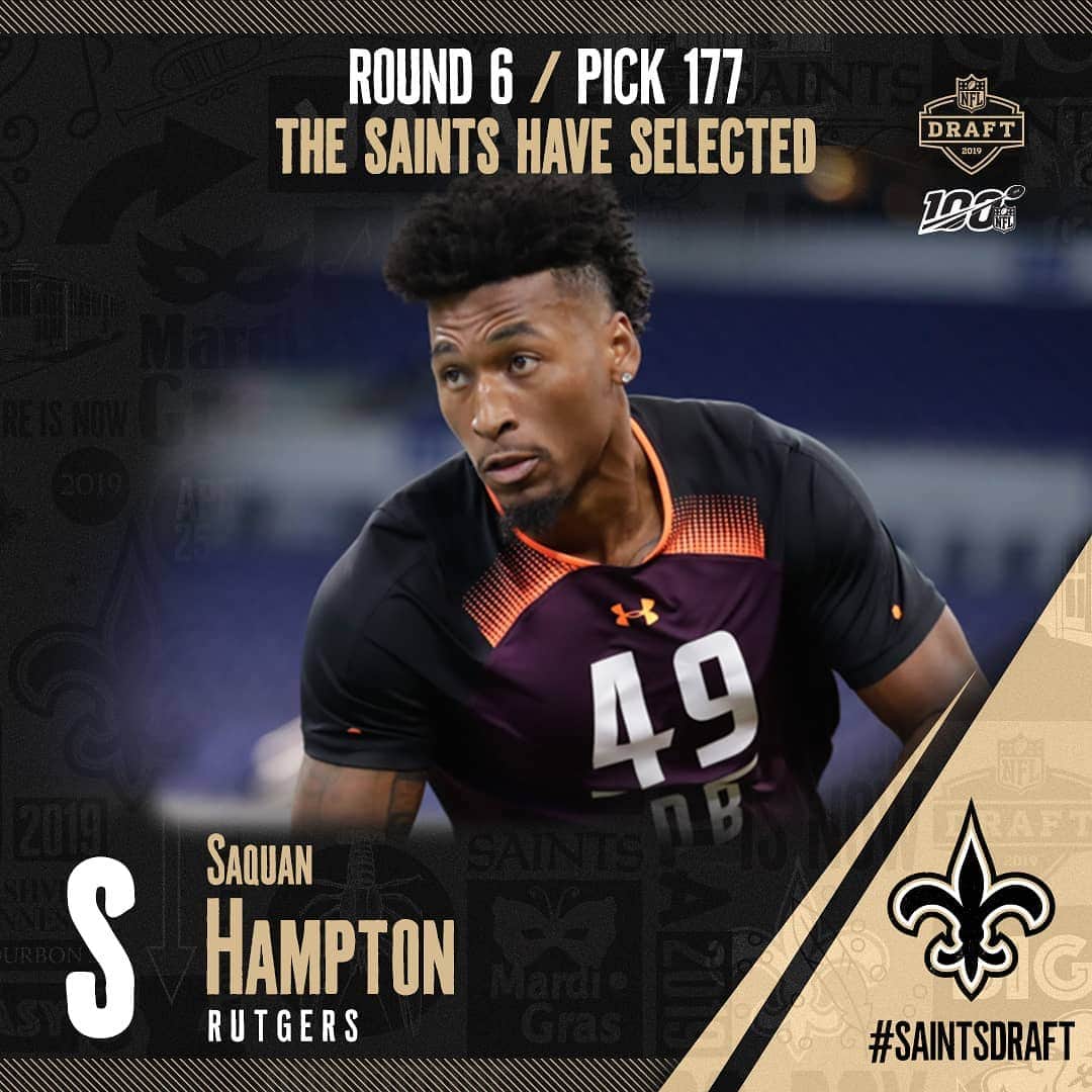 ニューオーリンズ・セインツさんのインスタグラム写真 - (ニューオーリンズ・セインツInstagram)「With the 177th pick in the 6th round, the #Saints select Saquan Hampton! @9.issuez #SaintsDraft」4月28日 4時37分 - saints