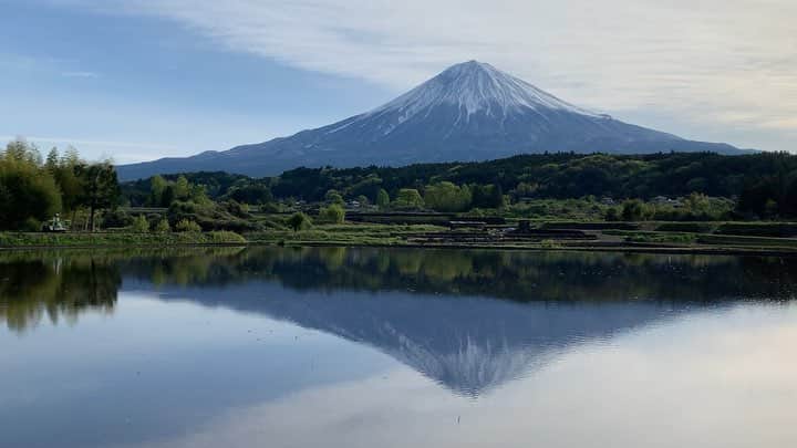 phantastic420のインスタグラム：「. 🤩🤩“Shizuoka” prefecture in Japan is a place where you can see the most “phantastic” Mt. Fuji🗻 in the world.🤩 #富士山 #mtfuji #japan #shizuoka #fujinomiya  #phantastic420photography #mostphantasticmtfuji #selamatpagi  #goodmorning  #おはようございます 😇😇😇😇😇😇😇🗻😇😇 寒い朝ですが左の方もう田植えが始まっております😍」