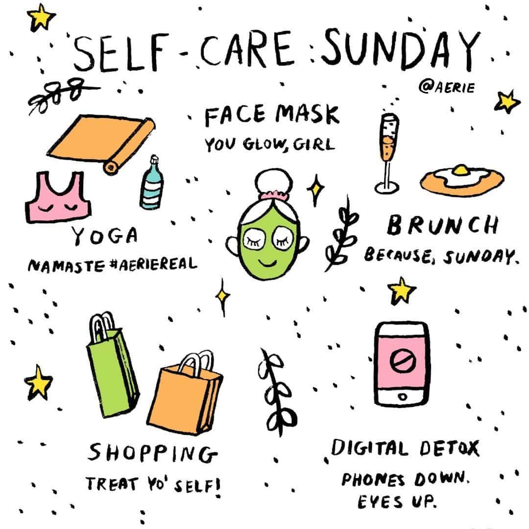 Aerie Japanのインスタグラム：「* Self care SUNDAY♡ 日曜日はゆっくり自分時間❤︎ あなたのオススメのセルフケアを教えてね? * #aeriejp #エアリー #ヨガ #パック #ショッピング #ブランチ」