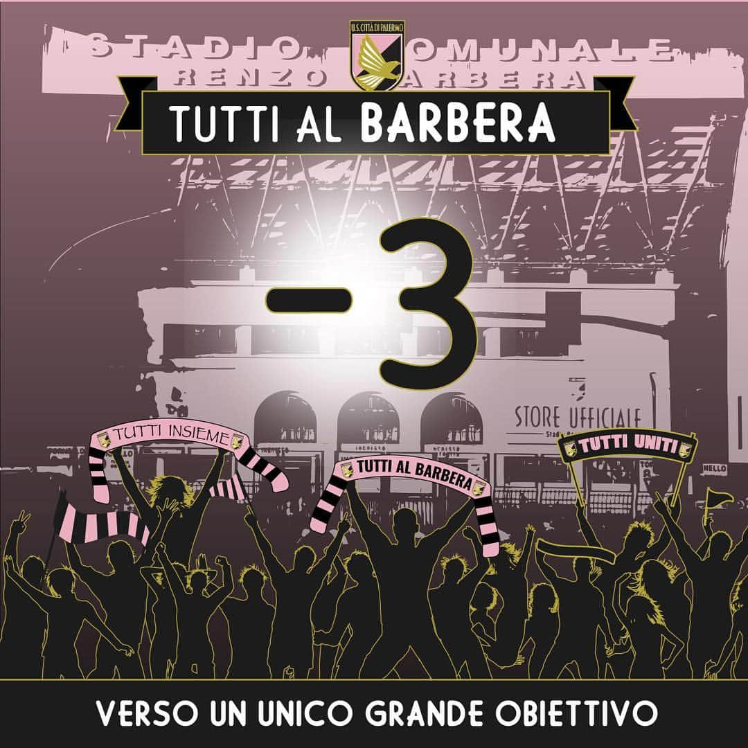 USチッタ・ディ・パレルモのインスタグラム：「📅 Mercoledì 1 Maggio (ore 12.30) 🙌🏻 #TUTTIALBARBERA per ⚽️ PALERMO-SPEZIA 🏟 🎟 Prosegue la vendita dei tagliandi, da domani anche presso la Biglietteria Sud del “Renzo Barbera”. Tariffe ridotte per donne, Under 18 e Over 65 e promo abbonamenti per la stagione 2019/2020 💪🏻💪🏻💪🏻 tutte le info sul nostro sito ufficiale 💻📲」