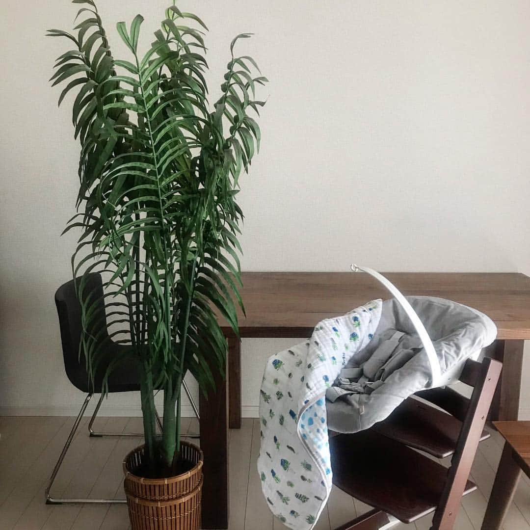 のインスタグラム：「👶👶👶 #stokkebaby #littlegiftednewyork #pr #36w #妊婦 #妊娠10ヶ月 #初マタ #妊娠36週 #臨月 #マタニティ #プレママ ・ ・ ・ そろそろリビングも ちびすけ仕様に〜👏(´∀｀) ・ ベビーチェアーは ストッケ（@stokkejapan ）の トリップ トラップを 新生児用にカスタマイズ💛 ・ ブランケットはLittleGifted （@littlegiftednewyork ）の オーガニックコットン4重 ガーゼブランケットを💛 ・ 親より数倍いい生地使うのね君は😀笑」