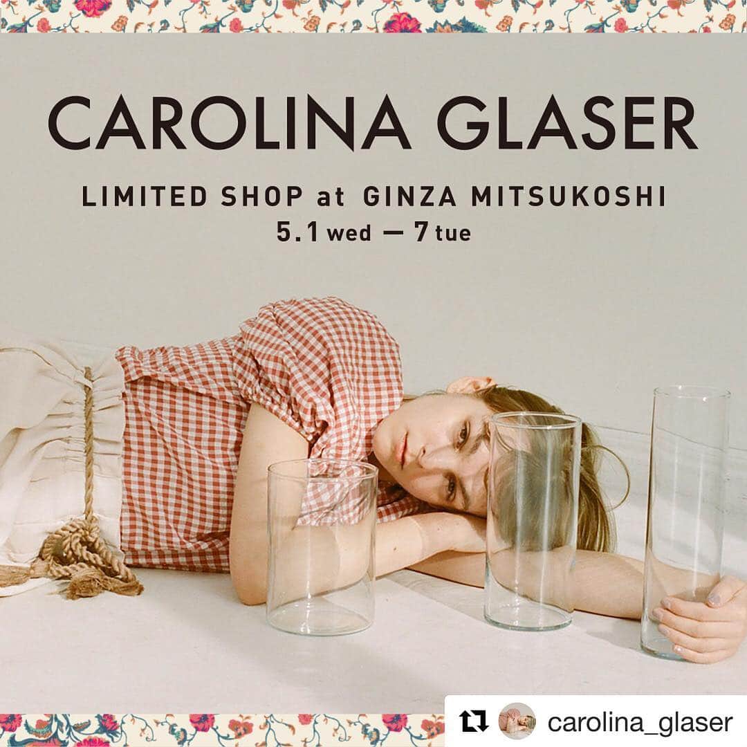 MEGのインスタグラム：「#Repost @carolina_glaser * ＼CAROLINA GLASER at 銀座三越／ * * LIMITED SHOP開催決定♡ * 普段WEBでの販売となる CAROLINA GLASERですが 下記日程で銀座三越にて LIMITED SHOPの開催が決定致しました♡ * 今回もアクセサリーブランド @san_official との スペシャルコラボレーションアイテムを先行販売♡ * * 詳しくはプロフィールのURLをご覧ください♡ ------------------------------------------ 2019/5/1(水)〜2019/5/7(火) CAROLINA GLASER LIMITED SHOP at GINZA MITSUKOSHI * ＜sAn × CAROLINA GLASER＞の アイテムには販売規約がございますので 下記ご確認くださいますようお願い致します。 * * ▶︎銀座三越3階 ルプレイス　先行販売アイテム ▶︎公式オンラインショップでの販売は未定 ▶︎お一人様、各品番、各色1点ずつまで購入可 ▶︎整理券の配布は行いません ▶︎電話注文は銀座三越 3階 ルプレイス宛 2019/5/7(火)12:00〜20:00のみ ▶︎お問い合わせ先：銀座三越 3階 ルプレイス 03-3535-1849 ------------------------------------------ #CAROLINAGLASER #カロリナグレイサー #sanofficial  #シラタキカク  #銀座三越 #ginzamitsukoshi」