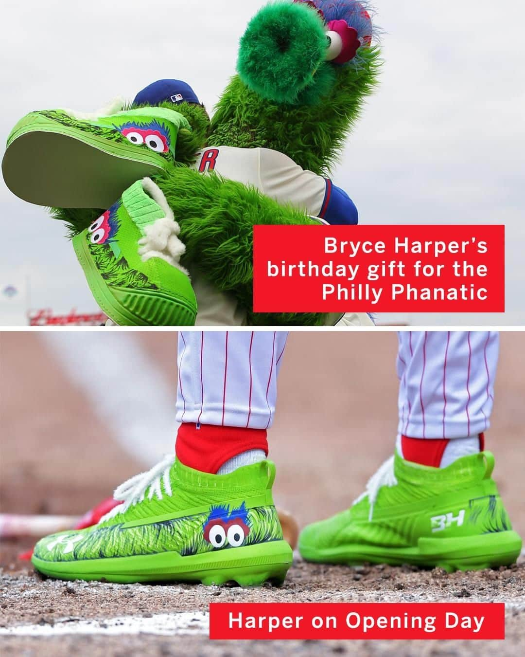 espnさんのインスタグラム写真 - (espnInstagram)「Bryce Harper got the Philly Phanatic a familiar looking pair of cleats for his birthday 🔥」4月29日 4時39分 - espn