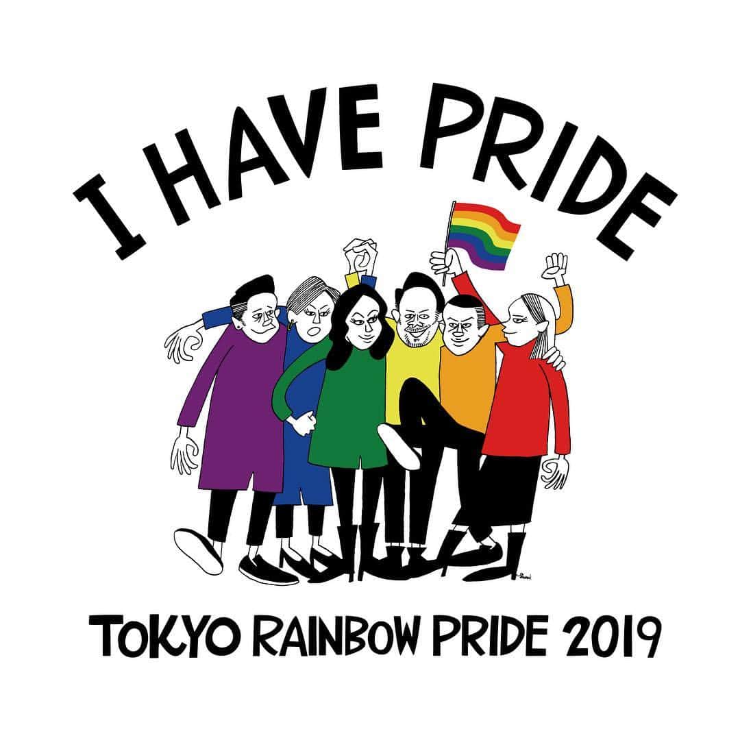 花井祐介さんのインスタグラム写真 - (花井祐介Instagram)「I’m honored to make main visual of “Tokyo Rainbow Pride 2019”. Happy to see my graphic all around Shibuya. I’m not gay but I don’t like to be called “straight” cause I believe every love is equal.there is no straight, bend, twist... Men love women, women love men, men love men, women love women... There are no difference.  Love is Love. Today there are so many love at Yoyogi Park in Shibuya. I’m so happy to be there with my family and happy to show my daughters many kind of love.✌️ 代々木公園では明日29日も東京レインボープライド開催されてます。このグラフィックのTシャツやトートバッグも販売されてます。m floが歌う公式ソングのPVにもグラフィック使われてます。」4月28日 23時57分 - hanaiyusuke