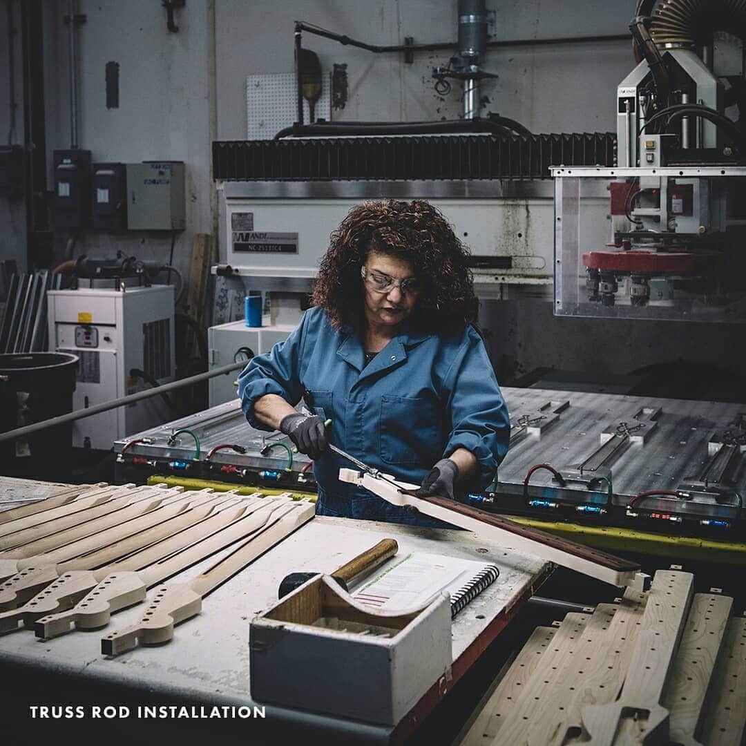 Fender Guitarさんのインスタグラム写真 - (Fender GuitarInstagram)「This week we are focusing on how necks are created and installed on our guitars. Here's how it works: 1) Wood blanks are carved from select species. 2) Blanks are carved in C&C machines to each model's specifications. 3) Necks are sanded and polished, and our experts install: truss rods, fret markets, and fret wire. 4) Logos are applied to the headstock. 5) Necks are bolted on and sent for inspection. #InternationalGuitarMonth」4月29日 1時05分 - fender