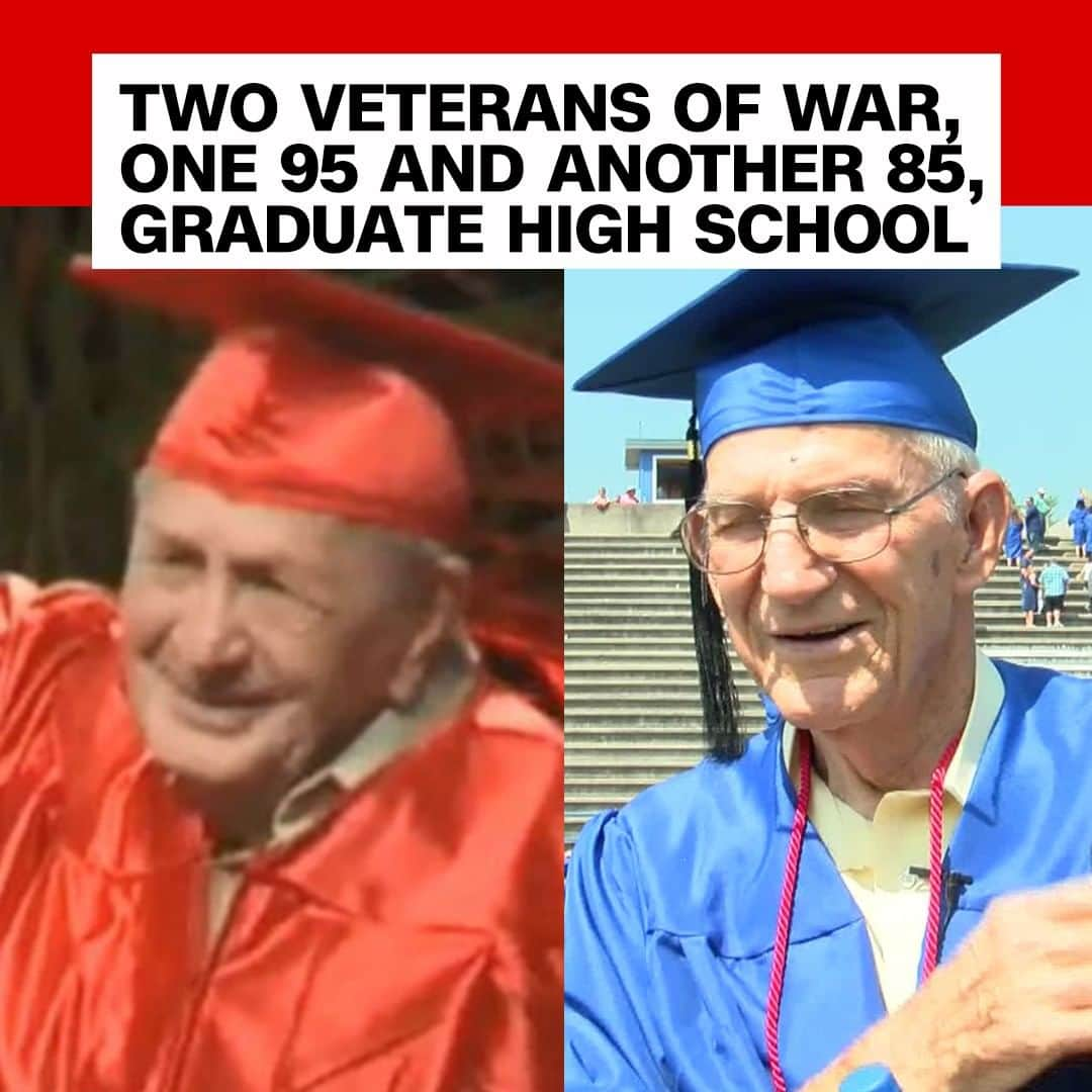 CNNさんのインスタグラム写真 - (CNNInstagram)「These two veterans had to leave high school early to enter the military. Now they're both joining the graduating class of 2019. ⠀⠀⠀⠀⠀⠀⠀⠀⠀⠀⠀⠀ Joe Perricone (left), 95, was drafted to serve in the US Army in World War II in 1943. Although he received a diploma, he never got to walk for graduation, he told CNN affiliate WFLA. More than 70 years later, his grandson worked with the school to arrange for his grandfather to walk with the class of 2019. ⠀⠀⠀⠀⠀⠀⠀⠀⠀⠀⠀⠀ At 16, Bill William Arnold Craddock (right), 85, joined the Air Force without graduating. Craddock told CNN affiliate WJHL that he did complete his GED but never got to walk in a graduation. Now, 66 years later, he has made that dream a reality. "It means a lot to me... I'm tickled pink I went through this to get this," Craddock told WJHL. (📸: WFLA/WJHL)」5月28日 7時10分 - cnn