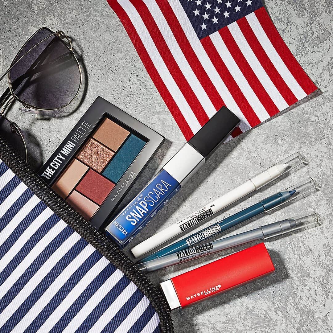 Maybelline New Yorkさんのインスタグラム写真 - (Maybelline New YorkInstagram)「Wishing everyone a Happy #MemorialDay! 🇺🇸 What maybelline products did you pack for the long weekend? We packed the essentials: #cityminis, #snapscara, tattoo studio liners and #madeforall in ‘red for me’.」5月28日 2時02分 - maybelline