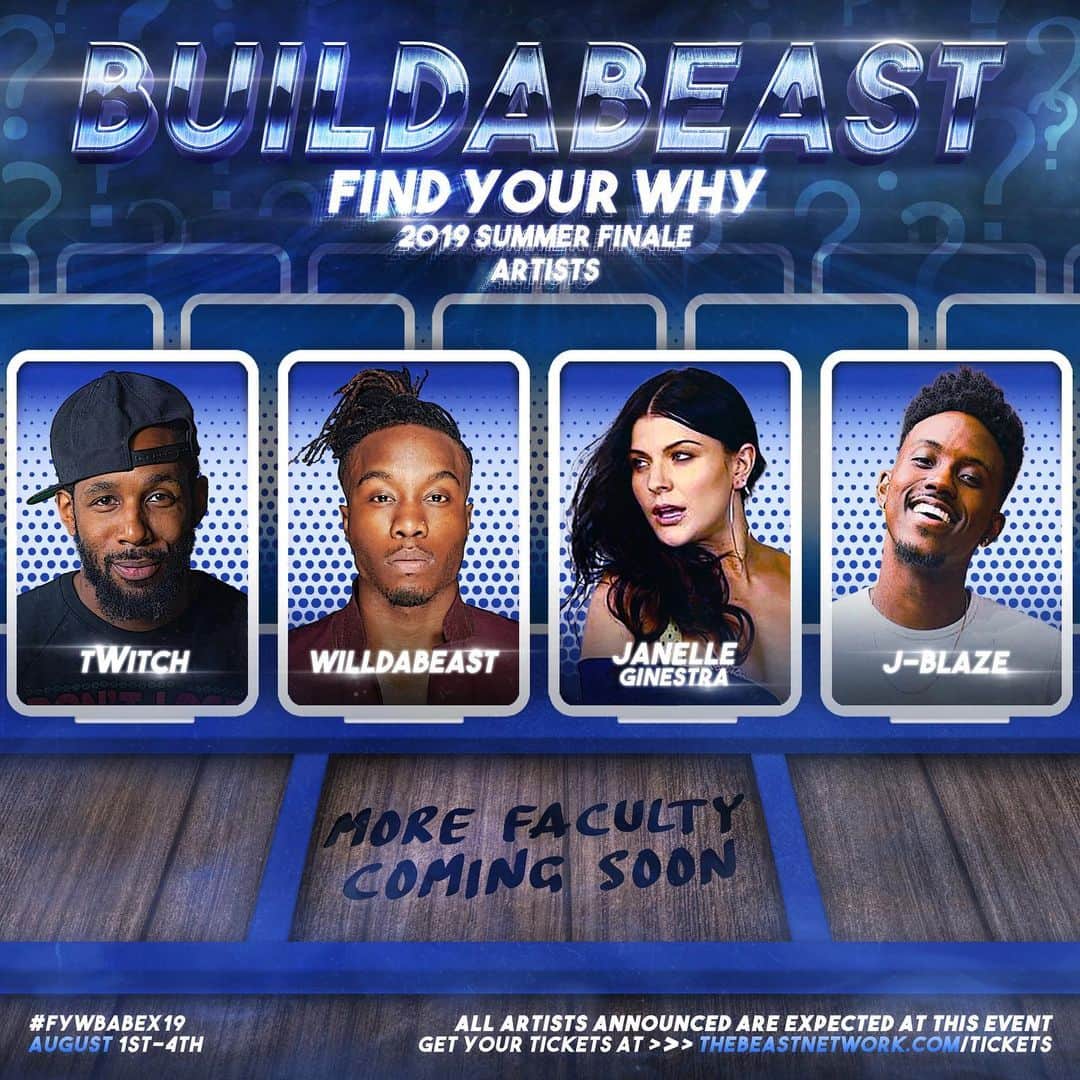 WilldaBeastさんのインスタグラム写真 - (WilldaBeastInstagram)「#BUILDABEASTexperience2019 Aug 1-4 burbank , ca  Your first 4 artists announced  WILLDABEAST , JANELLE , TWITCH , and for the first time EVER J BLAZE !!! More artists announced over the next 2 weeks 🖤🏆🔥 Sign up Now @beastnetwork  Follow @immabeastco  @builldabeast.experience for more announcements 🔥」5月28日 2時23分 - willdabeast__