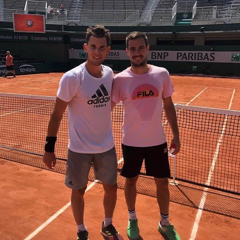 ギド・ページャのインスタグラム：「Siempre un placer entrenar con estos cracks! Mucha suerte para Roland Garros @domithiem. Seguimos con la preparación.」