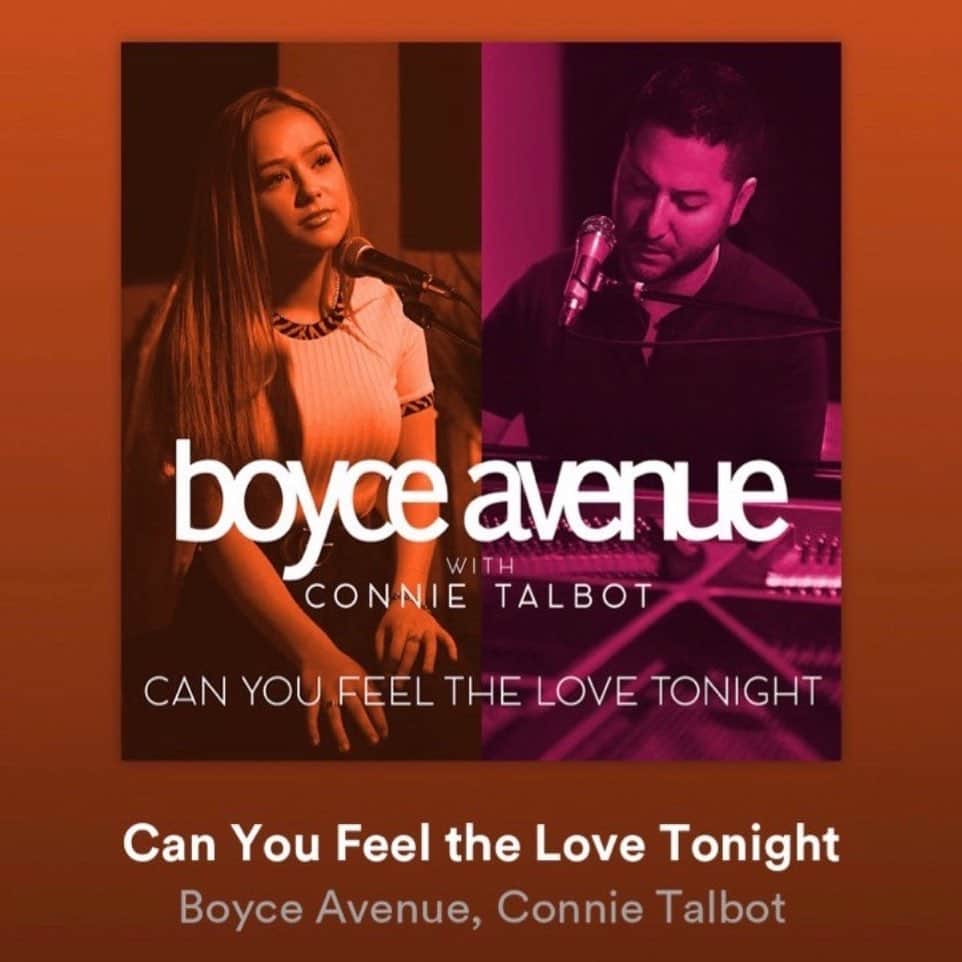 コニー・タルボットのインスタグラム：「The audio to our cover of @eltonjohn “Can You Feel The Love Tonight” is out now! Link below! @boyceavenue  https://open.spotify.com/album/55dvTwDkTKCeeDAsupAtfZ?si=yPbjaJ0mQPq0ob9T0kgdNQ」