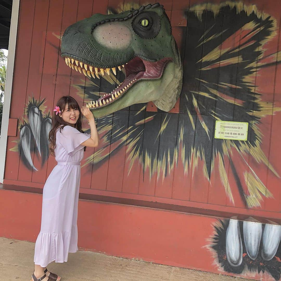 MANA（宮本茉奈）さんのインスタグラム写真 - (MANA（宮本茉奈）Instagram)「🦖vs 👧🏻 . #ジュラシックパーク #ジュラシックパークロケ地 #クアロアランチ #オアフ島 #オアフ島観光 #オアフ島フォトスポット #ハワイ #ハワイ観光 #ハワイフォトツアー #ハワイ旅行 #ハワイ好き #hawaii #hawaiilife #oahuhawaii #jurassicpark #island #travel #travelphotography #kualoa #kualoalunch #hawaiicode #outfit #code #今日のまなぼう #ハワイコーデ #ハイビスカス #は #本物 #落ちてたの拾った #かわいい」5月24日 19時32分 - ssfwmana