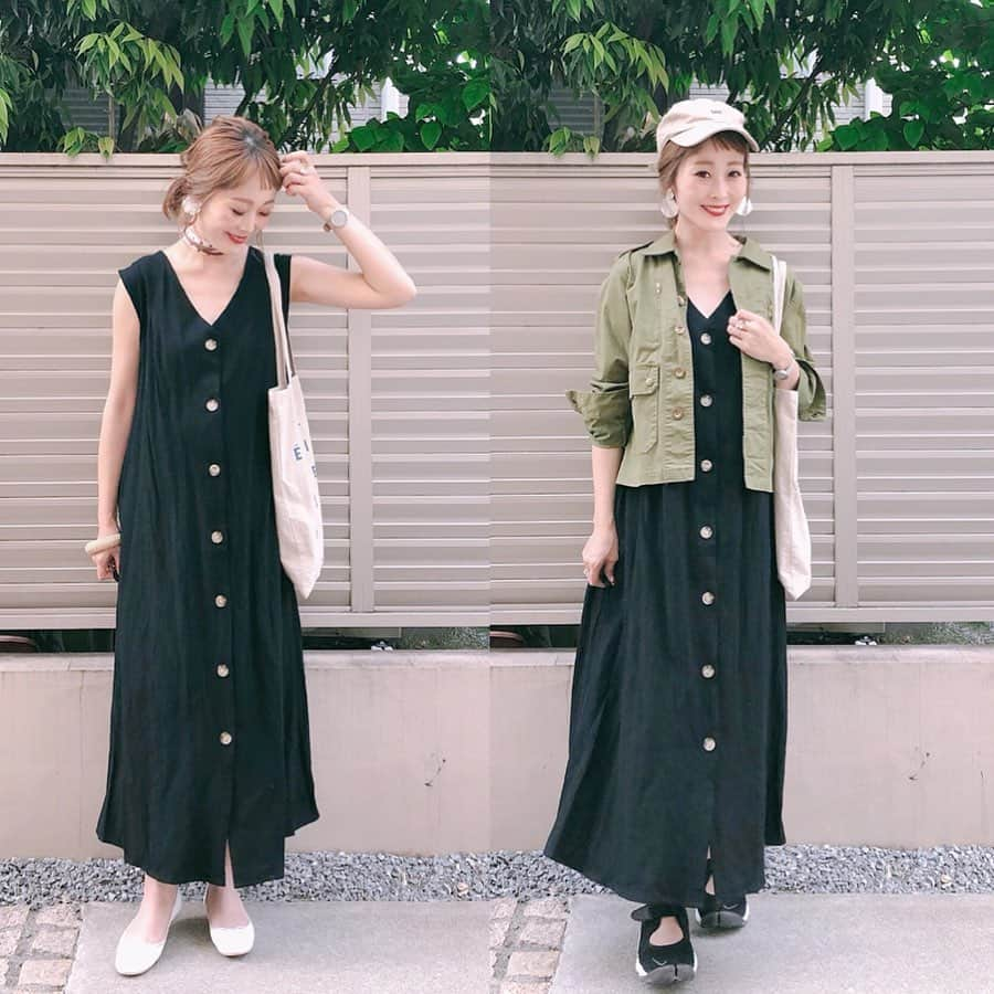 Kikuno Sayumiさんのインスタグラム写真 - (Kikuno SayumiInstagram)「〻2way onepiece 〻 ・ ・ ・ @roomys_official の#リネンタッチ2WAYボタンワンピース を2通り着回してみたよ𓂃 ・ ベルト付きだけど無しで着てる。サイズはフリーサイズ、色はブラック💡 ・ ・ 1枚で着てスカーフやバレエシューズで女らしくしたり、ミリジャケやキャップでカジュアルに着ても◎ ・ ポケット付き🙆‍♀️ ・ ・  onepiece▶ @roomys_official ・ ・ ・  #カジュアル#夏コーデ#패션스타그램#옷스타그램#오오티디#ファッション#fashion#ママ#ママコーデ#プチプラコーデ#大人カジュアル#シンプルコーデ#大人可愛い#ジユジョ#マタニティコーデ #ぷんにー#ママリ#ママリファッション#妊娠8ヶ月#UNIQLO#ユニジョ#2way#着回しコーデ#roomys#roomys_style」5月24日 14時26分 - sayumikikuno