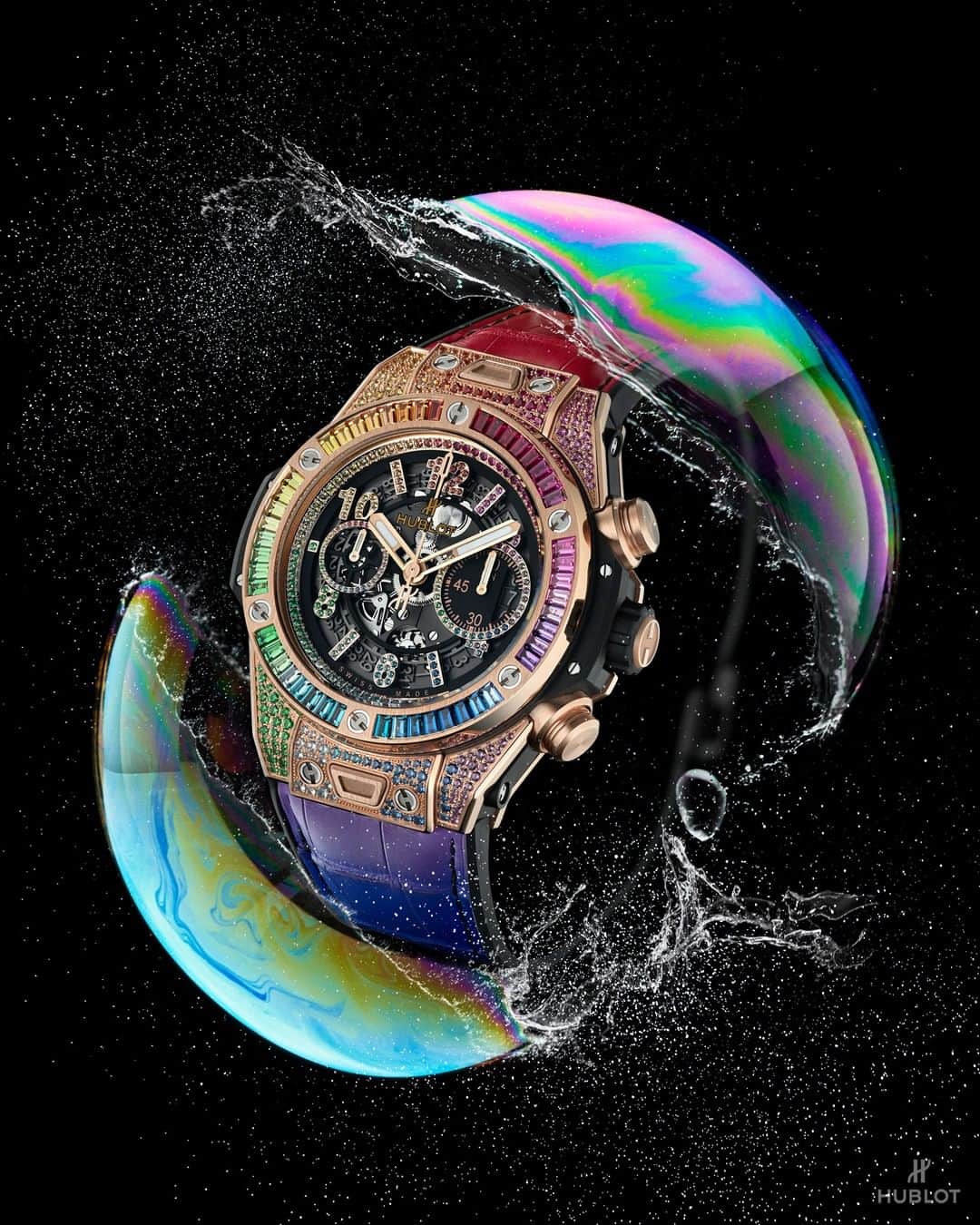 のインスタグラム：「Simply stunning. Discover our new #BigBangUnico King Gold Rainbow. #HublotRainbow」