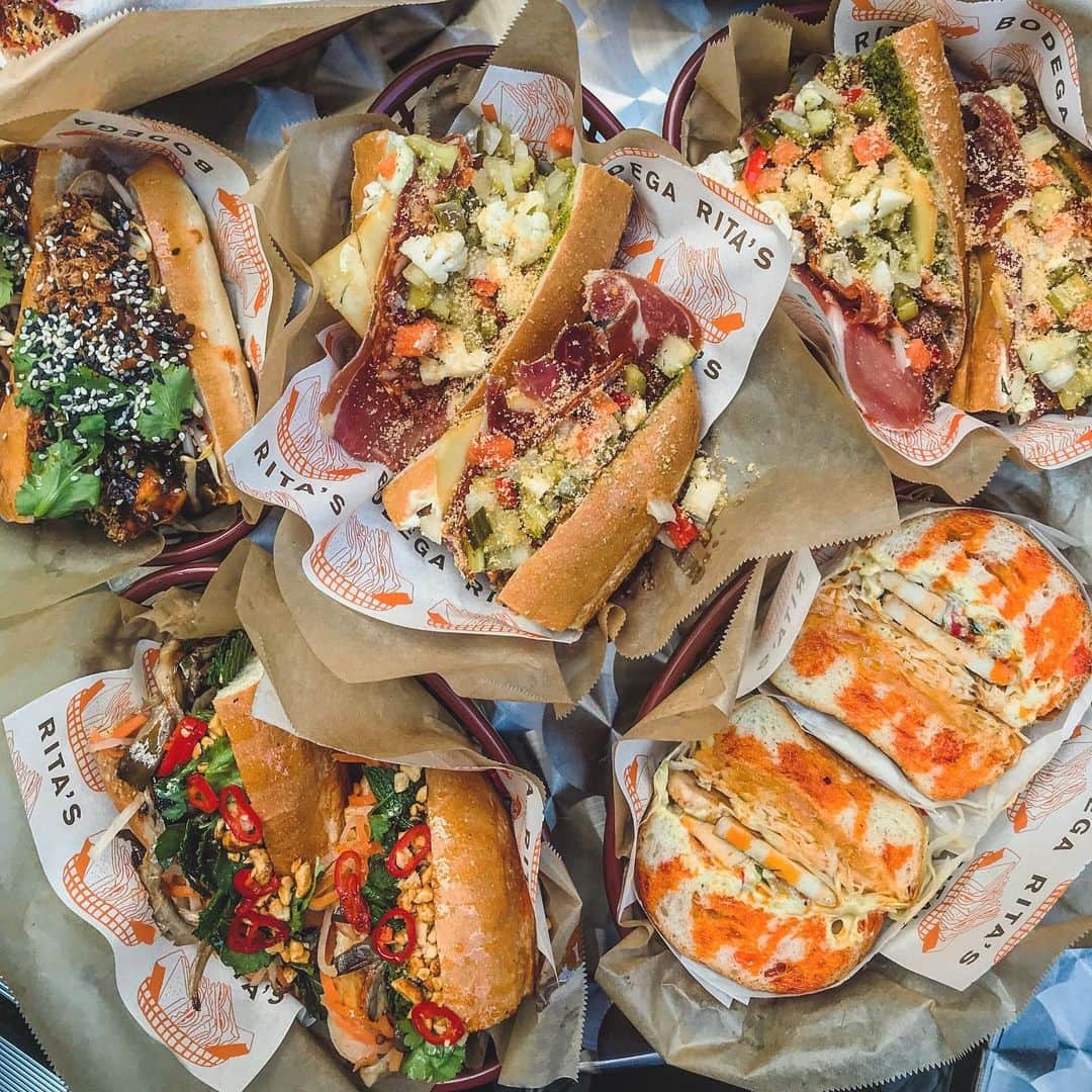 Eat With Steph & Coさんのインスタグラム写真 - (Eat With Steph & CoInstagram)「Sandwiches galore @bodega.ritas!!! That one in the middle, the Tony, was my favourite. Prosciutto, salami, pesto, smoked cheddar, pickled chilli mayo and cheese dust. Bangin’ . In case you didn’t know, the new @coaldropsyard is open for business and I can already tell this is gonna be my go to place this summer. Pretty terraces, chabby chic vibes and tons of great eateries and boutique shops. . Get down there this weekend before it becomes the new it-place for Londoners 👌🏼📷 @verna.banana #invite #recommended #newopening #coaldropsyard #bodega #sandwiches #continental #beaut #spread #londonfood」5月24日 17時34分 - eatwithsteph_ldn